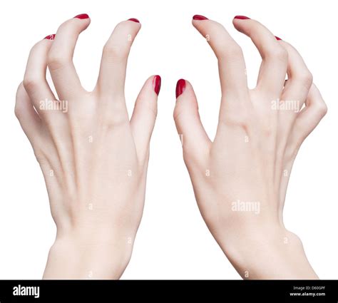 Hands With Red Manicure Stock Photo Alamy