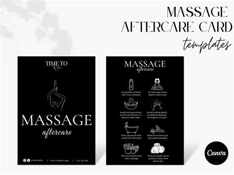 Massage Aftercare Card Template Massage Therapy Card Massage Template Massage After Care Guide