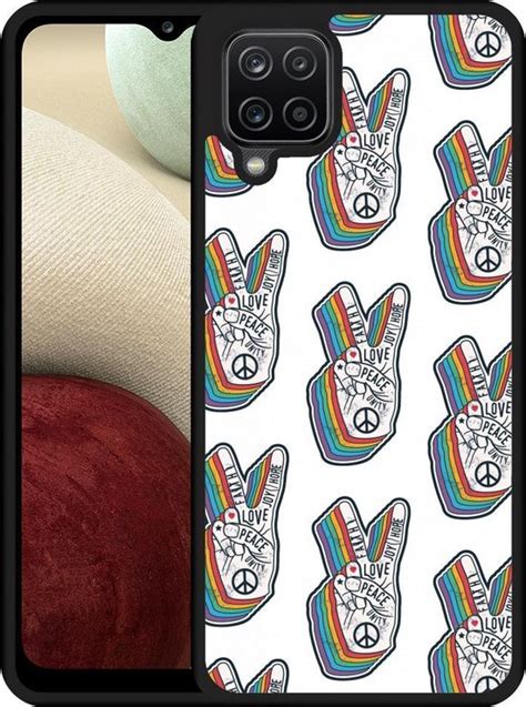 Samsung Galaxy A12 Hardcase Hoesje Love Peace Designed By Cazy