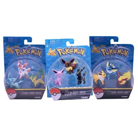 Genuine Tomy Pokemon Toys Battle Feature 3 Figures Pack Eevee Evolution