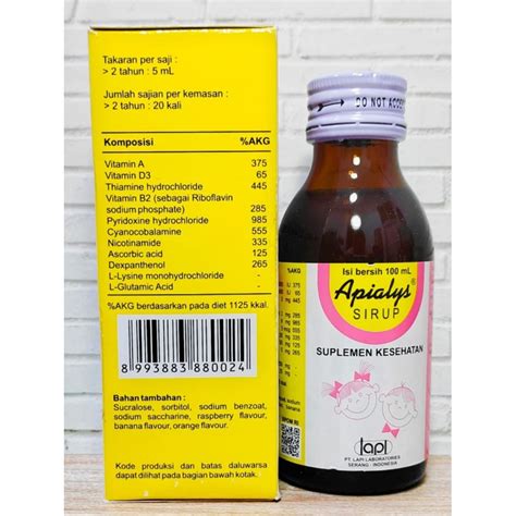 jual apialys sirup botol  ml shopee indonesia