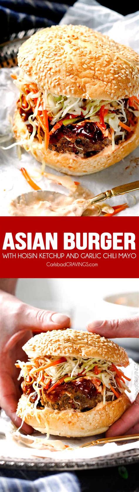 Asian Burger With Hoisin Ketchup And Garlic Chili Mayo Carlsbad Cravings