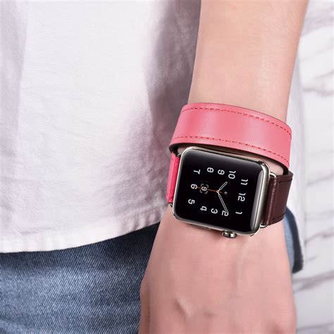 40mm/38mm Wholesale Apple Watch Band Supplier Hermes Cow Leather Double ...