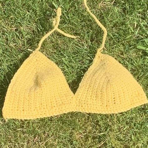 The Cutest Yellow Crochet Bikini Top I Take Depop