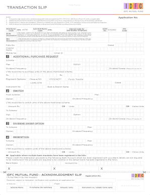 Idfc Mutual Fund Transaction Slip Fill Online Printable Fillable