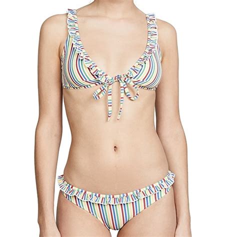 Solid Striped Swim Solid Striped Milly Seersucker Ruffle Bikini
