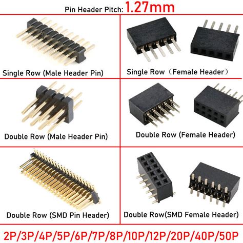 Mm Pitch P P Pcb Male Female Pin Header Single Double Row