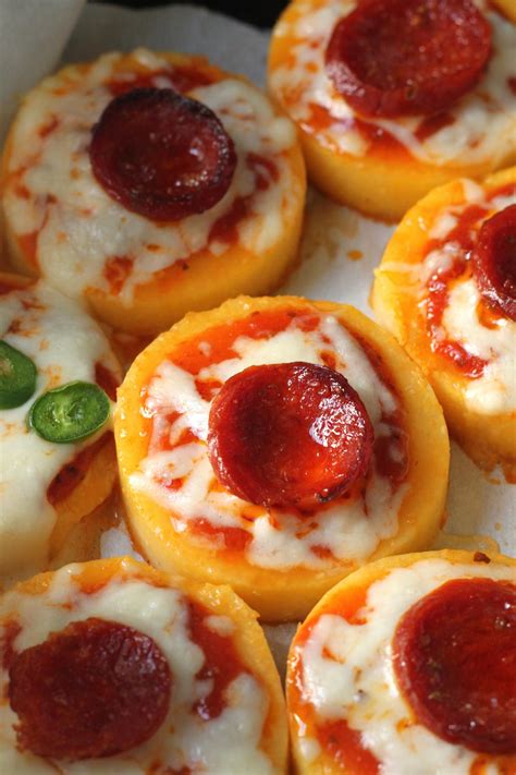 Pepperoni Polenta Pizza Bites Baker By Nature