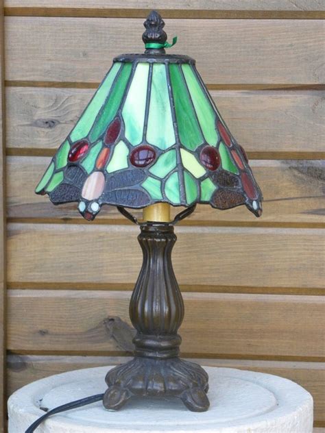 small vintage stained glass lamp