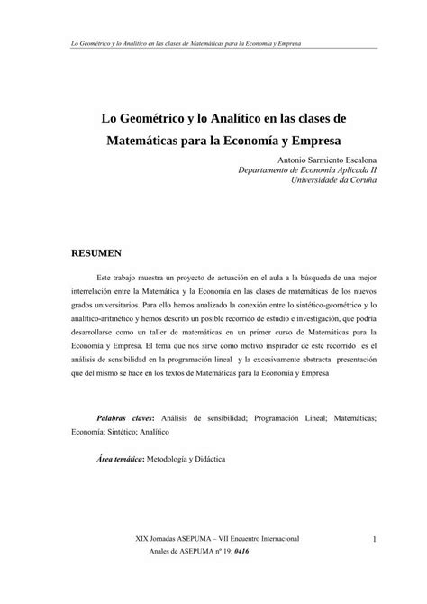 Pdf Lo Geom Trico Y Lo Anal Tico En Las Clases De Matem Ticas