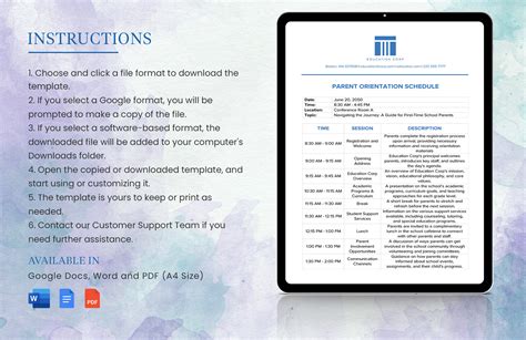 Parent Orientation Schedule Template In Word Pdf Google Docs