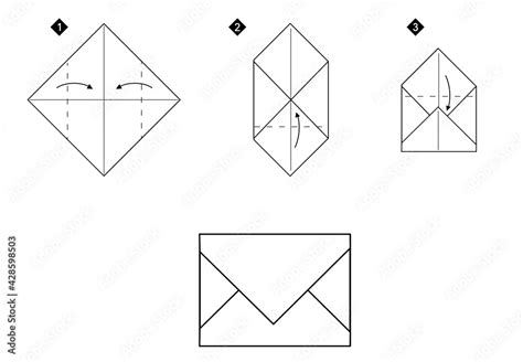 How to make a origami envelope vector illustration. Monochrome black ...