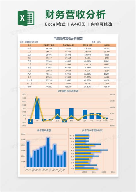 年度财务营收分析报告excel模板下载熊猫办公