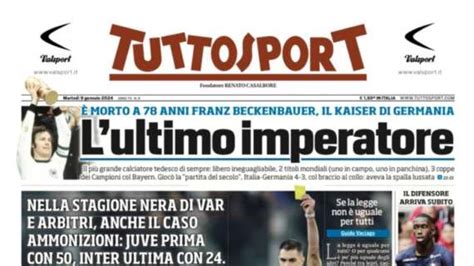 Prima Pagina Tuttosport Gialli Dimbarazzo