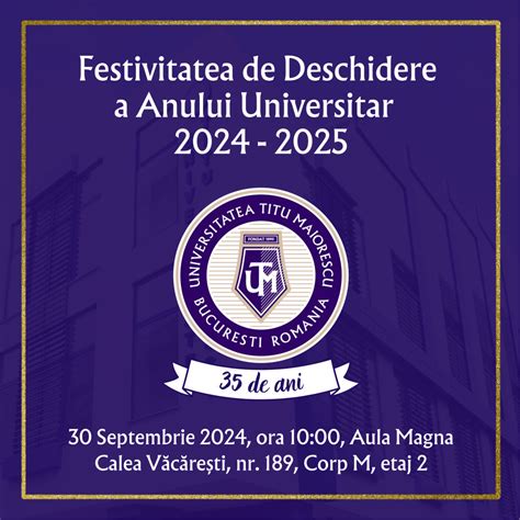 Deschiderea Anului Universitar 2024 2025 UTM Titu Maiorescu University