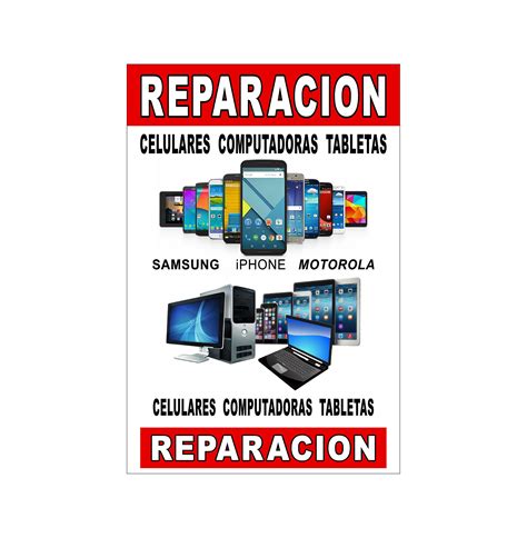 Reparacion Celulares Computadoras Tabletas 24x36 Cartel Publicitario