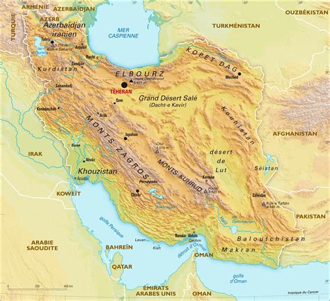 Iran carte physique Média Encyclopædia Universalis