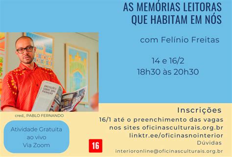 CONHEÇA AS OFICINAS CULTURAIS ON LINE GRATUITAS DE FEVEREIRO Cotia