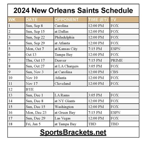 Saints Nfl Schedule 2024 Agnola Kirstyn