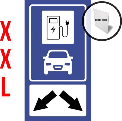 Pictogram Bord Aluminium XXL Parking Elektrische Wagens Met Pijlen