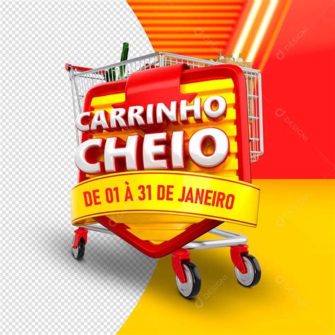 Carrinho Cheio Selo 3D Para Composição Texto Editável PSD download