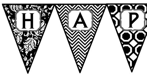 Happy Birthday Banner Printable Black And White