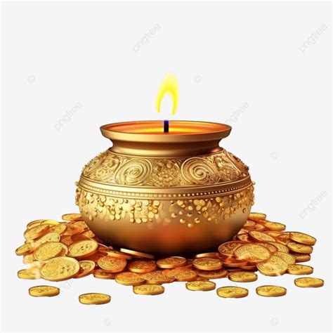 Happy Dhanteras Sale Banner With Gold Coin Pot And Diwali Diya