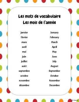 Les Mois De L Ann E Months Of The Year Test De Vocabulaire By Ke