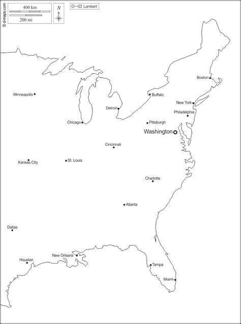 East Coast Of The United States Free Map Free Blank Map Free Outline