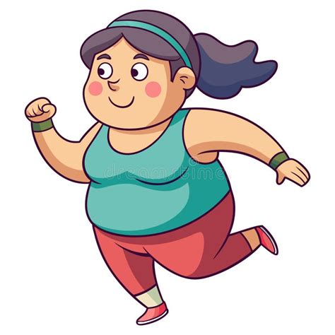 Fat Woman Running Pose Cartoon Character Stock Vector Illustration Of