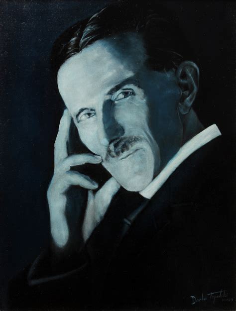 Nikola Tesla Blue Portrait Oil Painting Fine Arts Gallery