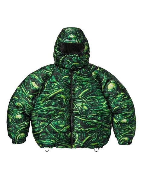 Supreme X H R Giger Jacquard Down Puffer Jacket In Green For Men Lyst