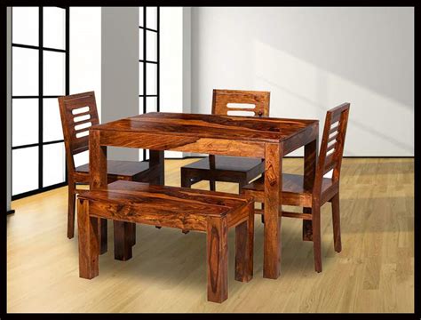 Buy Vinod Furniture Wooden Solid Sheesham Wood Dining Table 4 Seater ...