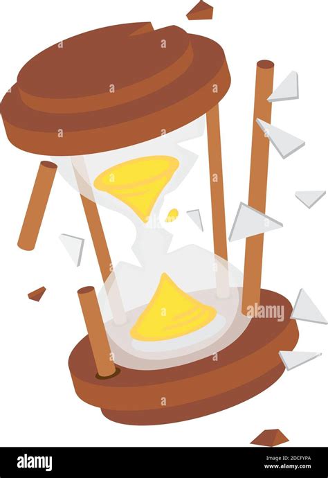 Broken Hourglass Concept Of Deadline Lack Of Time Or Lost Time Flat Isolated Vector