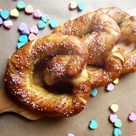 Make Scrumptious Pink Salted Homemade Soft Pretzel Hearts