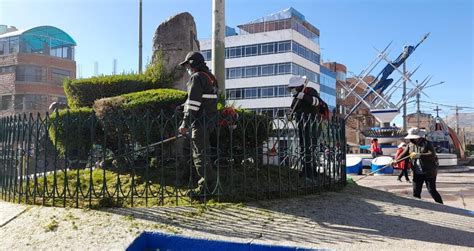 Municipalidad De Puno Realiza Pintado Y Mantenimiento Del Parque Dante