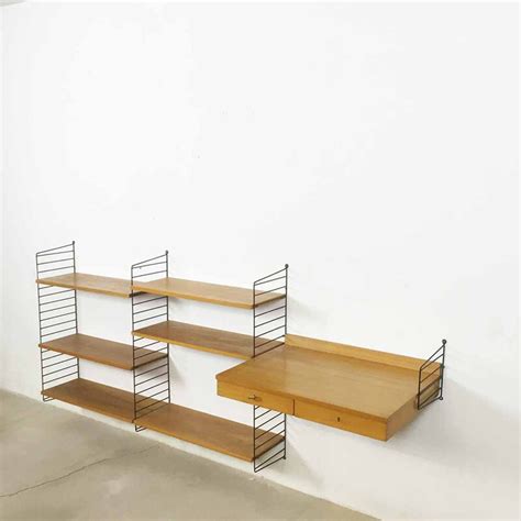 Modular String Shelving System With Desk Nisse Strinning 1960s