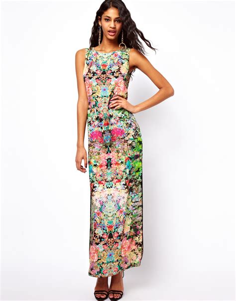 Asos Maxi Dress In Dark Based Floral Lyst