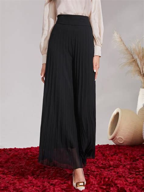 Shein Mulvari High Waist Pleated Wide Leg Trousers Shein Uk