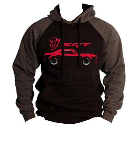 Mens Dodge Challenger Demon Srt Raglan Hoodie Hellcat Muscle Car