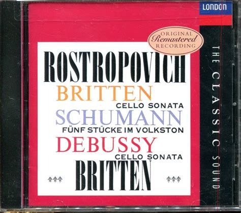 Britten Debussy Schumann Works For Cello And Piano New Sealed