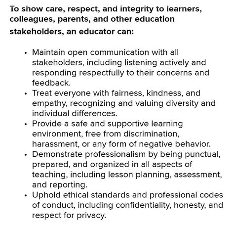 In Which Practices Do You Show Care Respect And Integrity To Learners