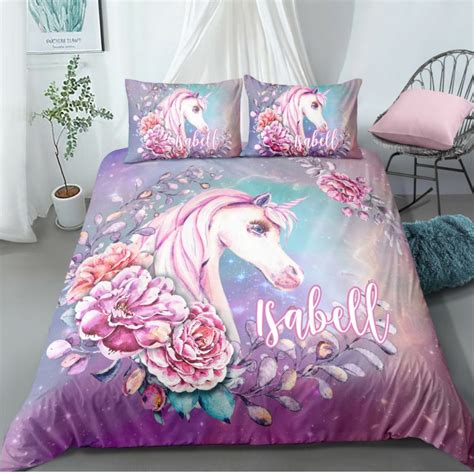 Personalized Cute Unicorn Bedding Set Unilovers