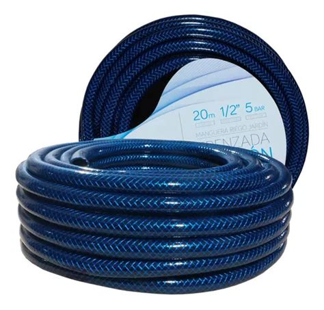 Manguera Riego Pvc Mallada X Mts Reforzada Trenzada Color Azul