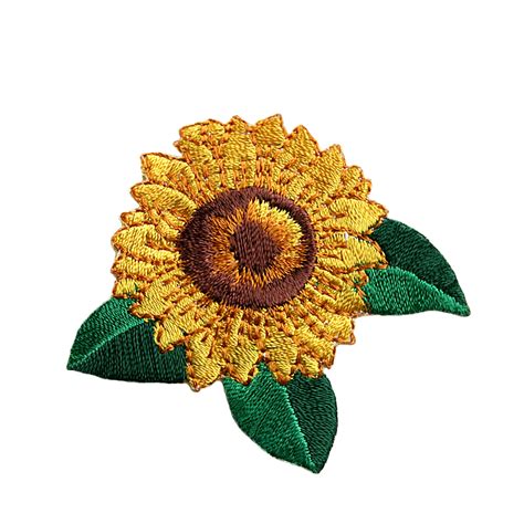 New 3 Sizes Sunflower Flower Yellow Self Adhesive Embroidered Iron On