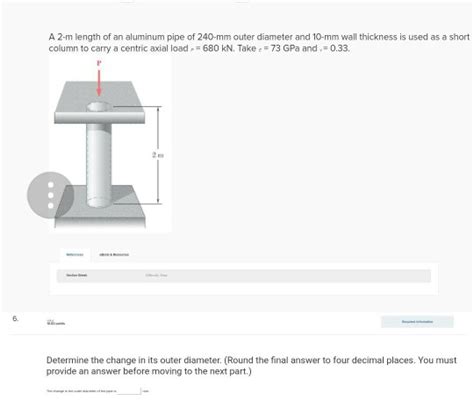 Solved A 2 M Length Of An Aluminum Pipe Of 240 Mm Outer Chegg