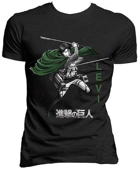 Attack On Titan Levi T Shirt Officiel Homme Noir Xl Amazonfr