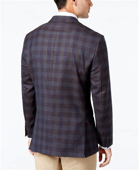 Vince Camuto Mens Slim Fit Brownblue Plaid Wool Sport Coat Macys