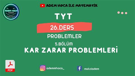 Tyt Matemat K Konu Anlatimi Ders Kar Zarar Problemler Pdf