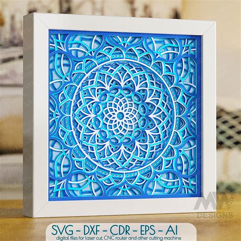 Shadow Box Mandala Svg Dxf Layered Mandala Template Cricut Inspire